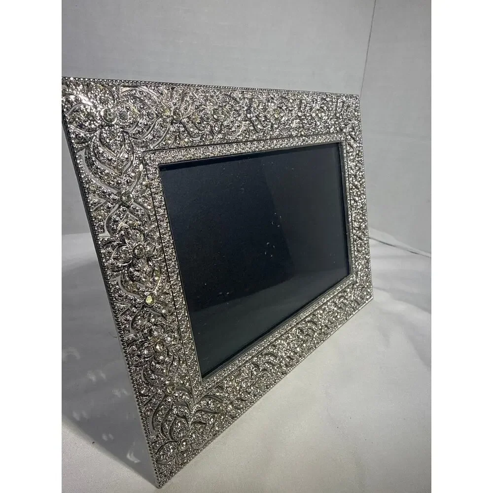 Sheffield Home 4x6 Picture Frame Ornate Silver Tone Rhinestone Filigree